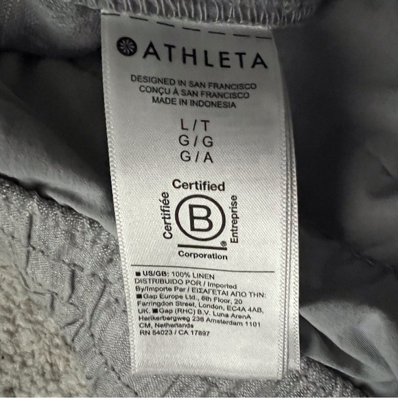 Athleta Retreat Linen Jogger Pant Blue Grey Coastal Casual Women’s Large Tall - Picture 8 of 9